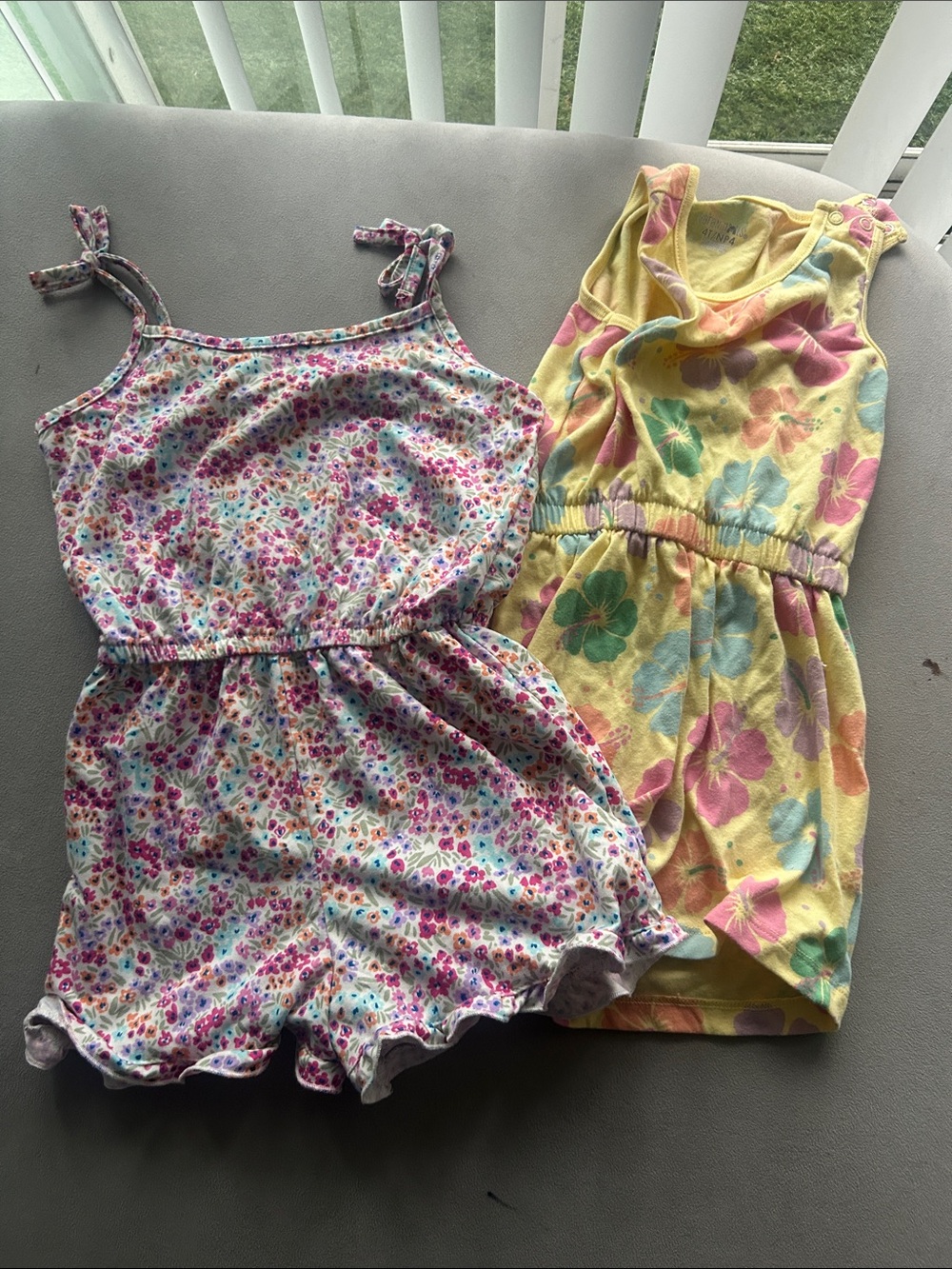 Girls Floral Pull-On Romper - Yellow & Multi Floral size 4T